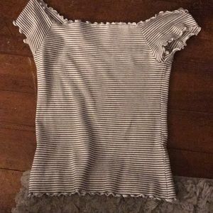 Off the shoulder striped shirt